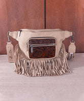 Montana West Fringe Belt Bag Tan